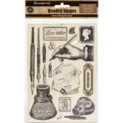 New Stamperia Wooden Shapes - CALLIGRAPHY INK
