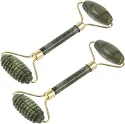 Mikinona 2Pcs Jade Facial Massage Roller Tool Natural Massager for Skin Revitalization for Home Salon Use present for Mom and Friends
