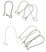 Mixed Color Ear Wire Hooks, Silver, Bronze, Gold Tone Earring 1 x 3/8 inch