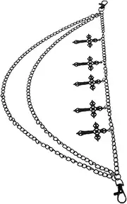 [FRCOLOR] Trendy Hollow Cross Pendant Layered Chain For Men And Women Trendy Chain Jewelry Layered Fashion Chain Punk Fashion Chain