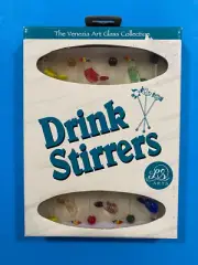 Venezia Art Glass Toucan Swizzle Sticks Drink Stirrers Set of 6 In Box NEW
