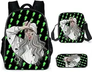[OmobY] 3 Pcs/Set Billies Eilishs Satchel Ins Casual School Bag Polyester Backpack with Pencil Bag Messenger Bag