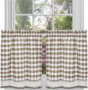 Buffalo Check Tier Pair Window 9"W x 12"L (Pack of 1), Taupe