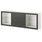 BESTÅ storage combination with drawers, white Lappviken/Sindvik/Stubbarp dark grey, 180x42x74 cm