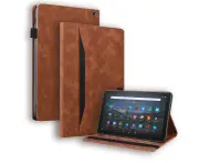 For Amazon Fire HD 10/ HD 10 Plus 11th Gen (2021 Release) Leather Case, with Pocket and Auto Sleep/Wake Function - Brown