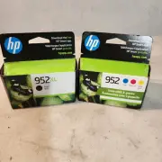 HP 952XL Black Hi Yield Ink W/952 CMY Genuine New OEM Sealed 2025 24 free ship