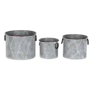 3pc Pot Diamond Plant/Flower Container Home/Garden Planter Yard Decor Zinc Green