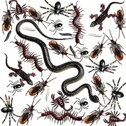 Whaline 148 Pieces Plastic Realistic Bugs Fake Snake Cockroaches Spiders Worms Scorpions and Gecko for Halloween Party Favors and Decoration