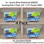 4x-Scotch-Brite Proffesional 2020CC Scouring Pad, 4 Pk, 2.8" × 4.5", Purple, NEW