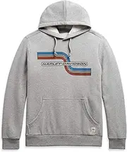 [HARLEY-DAVIDSON] Official Men's Retro Tank Graphic Slim Fit Pullover Hoodie, Grey