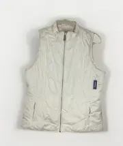 NWT Tommy Bahama Women’s Medium Reversible Puffer Vest Zip Pockets, Cream