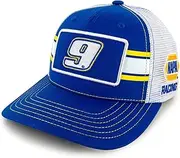 Checkered Flag Sports Chase Elliott 2025 Striped #9 Snapback Mesh Hat Blue/White, Blue and White, One Size