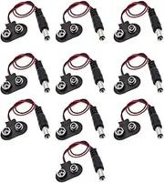 10Pcs 11cm Plastic Male DC Power Jack to 9V Clip Button Connector Cable 2.1 x 5.5mm