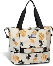 [Kamo] Travel Duffle Bag Expandable Weekender Overnight Bag With Wet Pocket, Foldable Tote Bag with Pockets for Travel Yoga