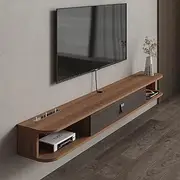 Pmnianhua Walnut Floating TV Stand and Console - 47" Wall-Mounted Media Entertainment Center for Bedroom and Living Room