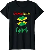 [X.Style] Womens Jamaica Shirt Jamaican Girl Reggae Jamaica Flag Jamaican ds1737 T-Shirt Black