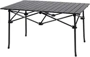 Levede Roll Up Camping Table Aluminium Portable Picnic Outdoor Foldable 94cm x 55cm, Folding BBQ Desk with Carry Bag for Hiking Fishing Camp Beach Lightweight Fold Furniture Equipment Black