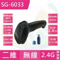 在飛比找momo購物網優惠-【Start GO】SG-6033二維無線條碼掃描器