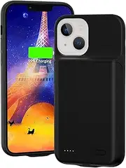 SlaBao Battery Case for iPhone 13, 6000mAh Portable Charging Case, Carplay Supported Rechargeable Battery Pack for Apple 13 Backup Charger Case,6.1 inch Black