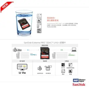 【SanDisk 晟碟】[全新版 再升級] 128GB Extreme PRO SDXC V30 記憶卡 200MB/s(原廠有限 永久保固)