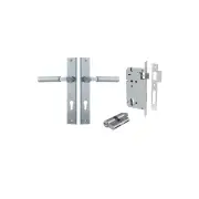 Berlin Lever Rectangular Backplate Entrance Kit w High Security Lock Brushed Chrome