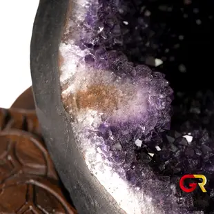 紫水晶 頂級5A 紫水晶洞 11.7kg 原礦紫水晶 紫水晶擺件｜黑檀木座