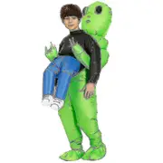 Green Alien Carrying Human Costume Inflatable Funny Blow Up Suit Cosplay For Kid