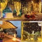 AU Solar Fireworks 3M Solar Curtain Fairy String Lights Wedding Home Garden Lawn