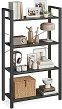 Vasagle Bookshelf, 4-Tier Shelving Unit, Bookcase, Book Shelf, 11.8 x 25.9 x 47.2 Inches, for Home Office, Living Room, Charcoal Gray and Black