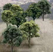 Woodland Scenics 3 to 5in Mixed Green Deciduous Tree Pack Built Trees pkg TR1572