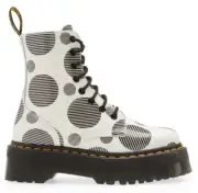 Dr. Martens Jadon Polka Dot Leather Platform Boot White Black US Women 8 / Men 7