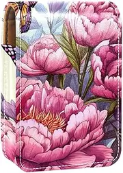 Travel Lipstick Organizer Case,Lipstick Case Portable Makeup Bag with Mirror,Butterflies Floral