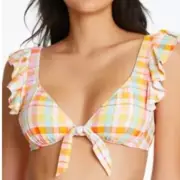NWT Bleu Rod BeAtTie Women Square Ruffle Off Shoulder Bra Swim Bikini sz 6