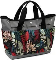 Gardening Storage Bag Portable Garden Tool Bag with Handle and Multiple Pocket Tool Storage Kit Holder Home Organizer (Grey Flower)
