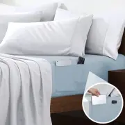 Queen Double-Sided Organizer Pocket Fitted Smart Sheet - Double Brushed Ultra...