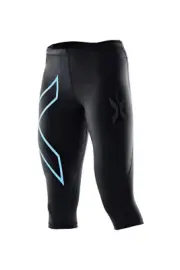 2XU Womens 3/4 Compression Tights - Black/Baby Blue