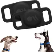 Case-Mate 2 Pack Airtag Dog Collar Holder - Water Resistant Airtag Holder Dog Tag - Lightweight Protective Airtag Case for Dog Collar - Pet Collar Airtag Loop - Compatible W/Cat/Dog Collars - Black