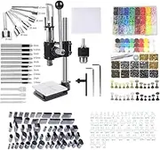 AOOK 918PCS Leather Hole Puncher Hand Punching Manual Punch Arbor Press.Round Solid Post & ductile Iron Base for DIY Parts Punching,Forming Pressing (Square Head Press with All Accessories (ALL918PCS)