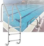 Swimming Pool Ladder, Heavy Duty Pool Step 2/3 Steps,Easy Climbing Pool Pedal Ladder for Water Park Fish Pond Outdoor Pool(3-Steps1.5mm)