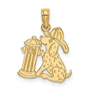 14K Yellow Gold Fire Hydrant And Dog Charm