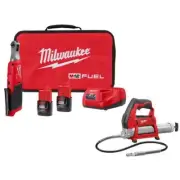 Milwaukee12V Li-Ion Brushless Cordless High Speed 1/4" Ratchet Kit w/ Grease Gun