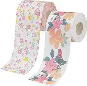 Ipetboom 2 Rolls Toilet Papers Flower Pattern Printed Toilet Papers Flower Toilet Tissues Napkins Toilet Roll Paper