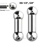 Surgical Steel Tongue Ring Barbell 0GA 1/2", 5/8" - 1PC.