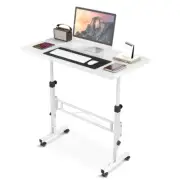 Small Standing Desk Adjustable Height, Mobile Stand Up Desk with Wheels,