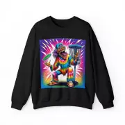Adult Crewneck Sweatshirt Retro Style Disc Golf Graphic Tie Dye Hippie Monster