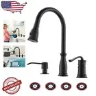 Lead-Free Matte Black Kitchen Faucet Set with 360° Swivel and Soap Dispenser