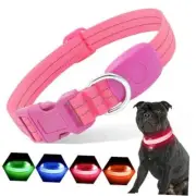 Light Up Dog Collars Rechargeable, Reflective LED Glow Dark Dog Medium Pink