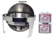 New 6.5 Qt. Supreme Round Roll Top ChromeTrim chafer set Brand New