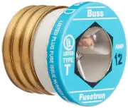 BP/T-12 12Amp Time-Delay Dual-Elem. Edison Base Plug Fuse 125V UL Listed Carded