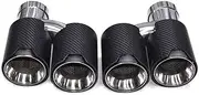 Real Carbon Fiber Car Accessories Exhaust Tip H Style Compatible For BMW 1 Series 2 Series 3 Series Etc Universal Nozzle Tailtip(Silver)